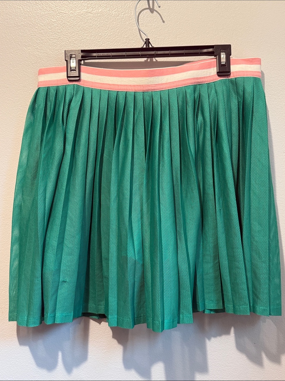 J. Crew Factory Large Green Mesh Pleated Active Skort Pink Elastic Waistband